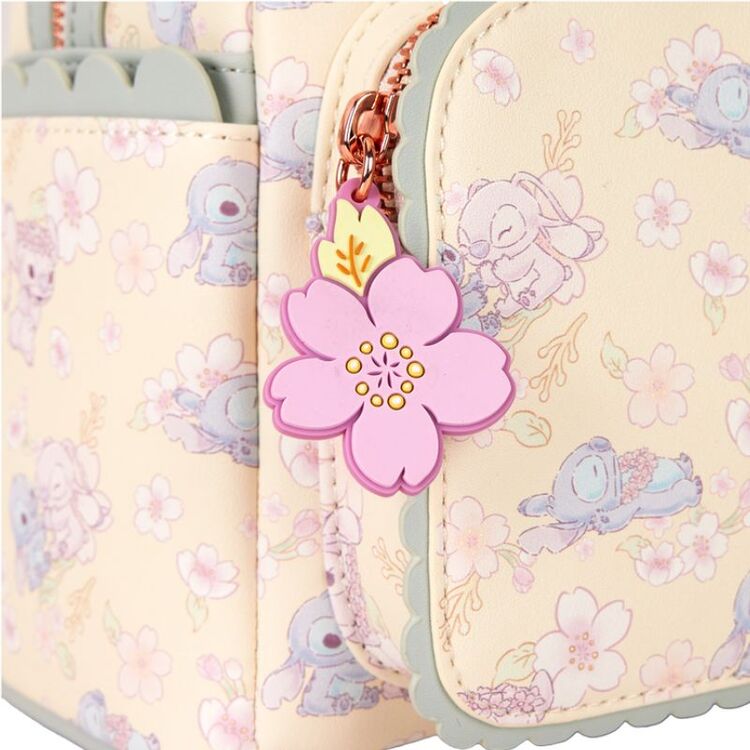 Product Loungefly Disney Stitch & Angel Cherry Blossom All-Over Print Mini Backpack image