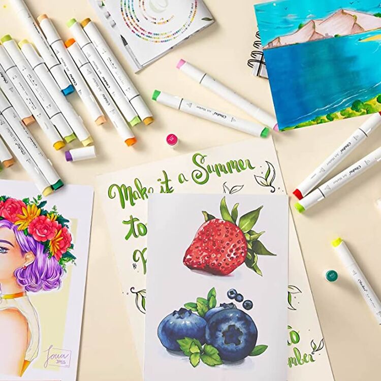 Product OHUHU Honolulu Alcohol Art Markers Set 72 Colours Brush & Chisel image