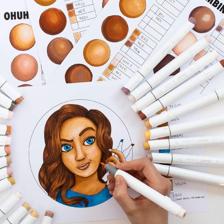 Product Ohuhu Markers Brush & Chisel 36 Skin Tone Markers image