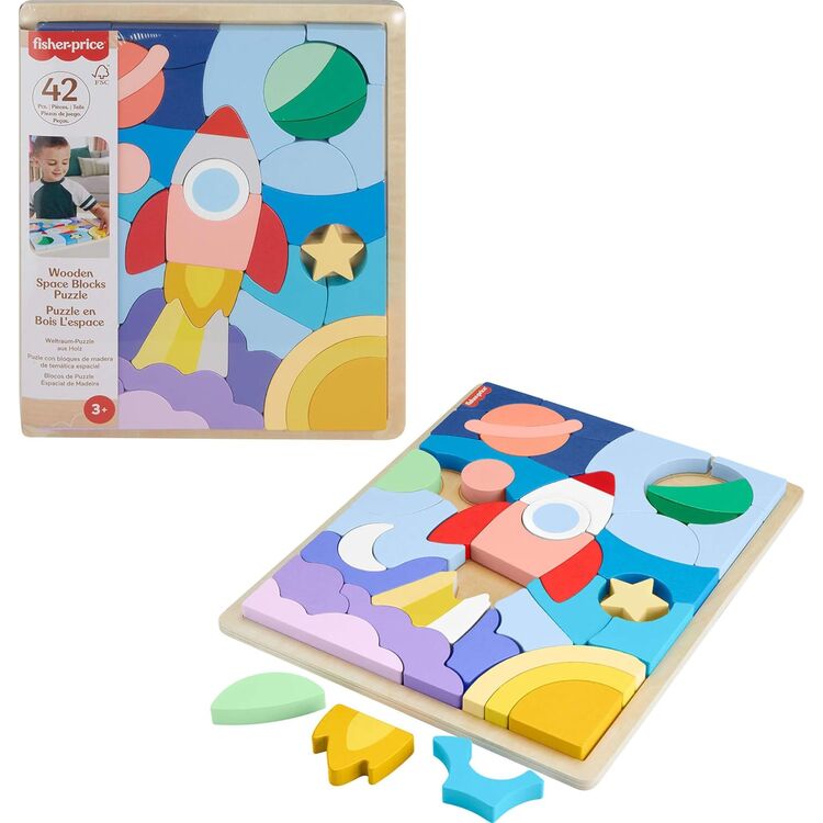 Product Παζλ Fisher-Price - Wooden Space Blocks Puzzle (HXY42) image