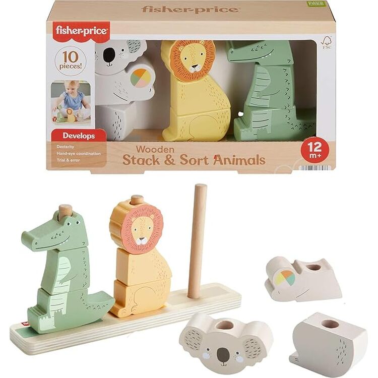 Product Βρεφικό Παιχνίδι Fischer-Price: Wooden Stack  Sort Animals (HXV04) image