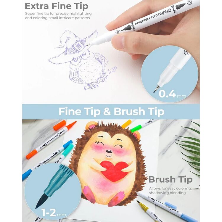 Product Ohuhu Oahu Waterbased Markers Set of 60 Dual Tip Markers image