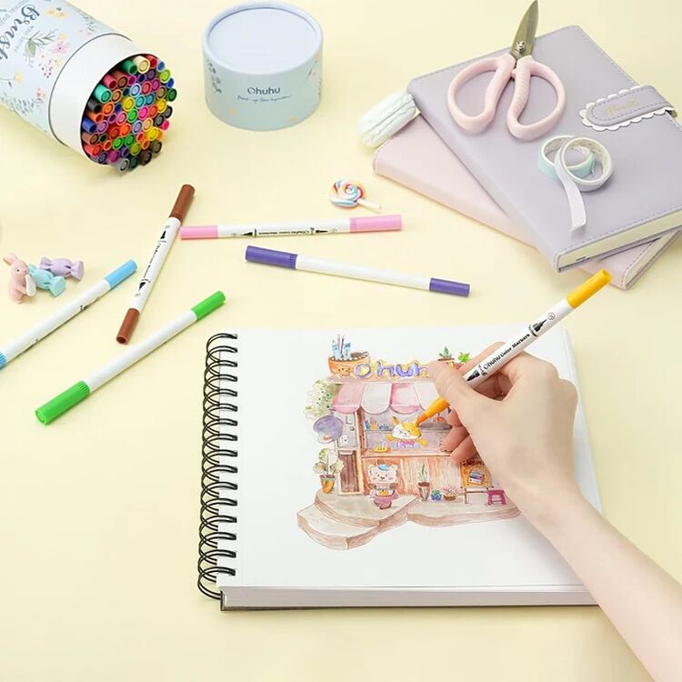 Product Ohuhu Oahu Waterbased Markers Set of 60 Dual Tip Markers image