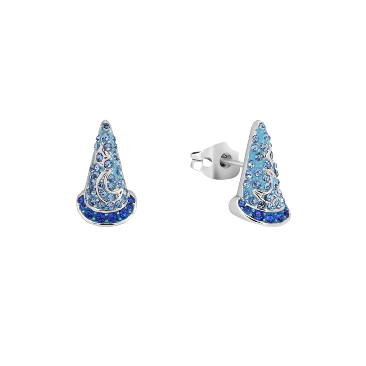 Product Disney Couture Fantasia Sorcerer's Apprentice Mickey White Gold-Plated Crystal Hat Stud Earrings image
