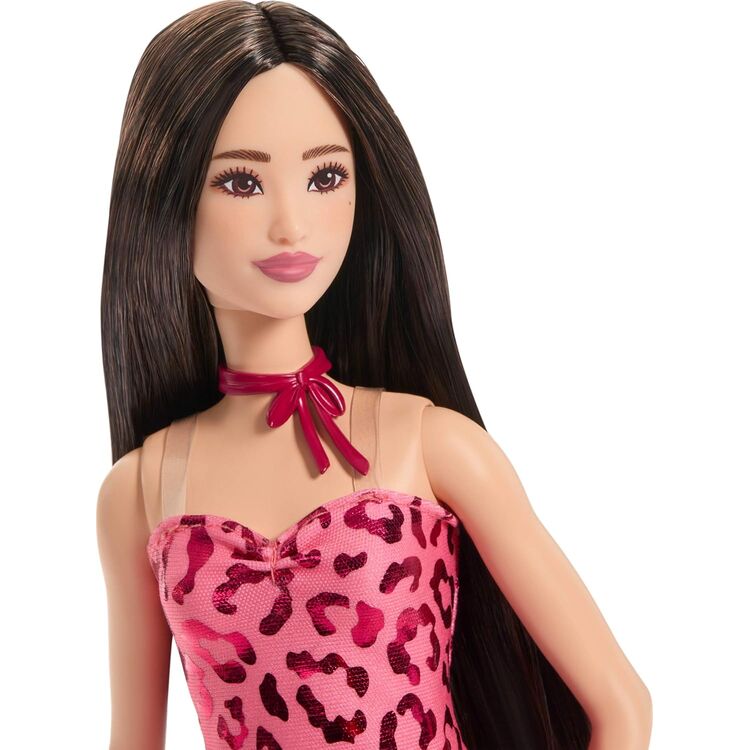 Product Mattel Barbie: Fashionista - Pink Leopard Print Dress Black Hair Doll #246 (JJN59) image