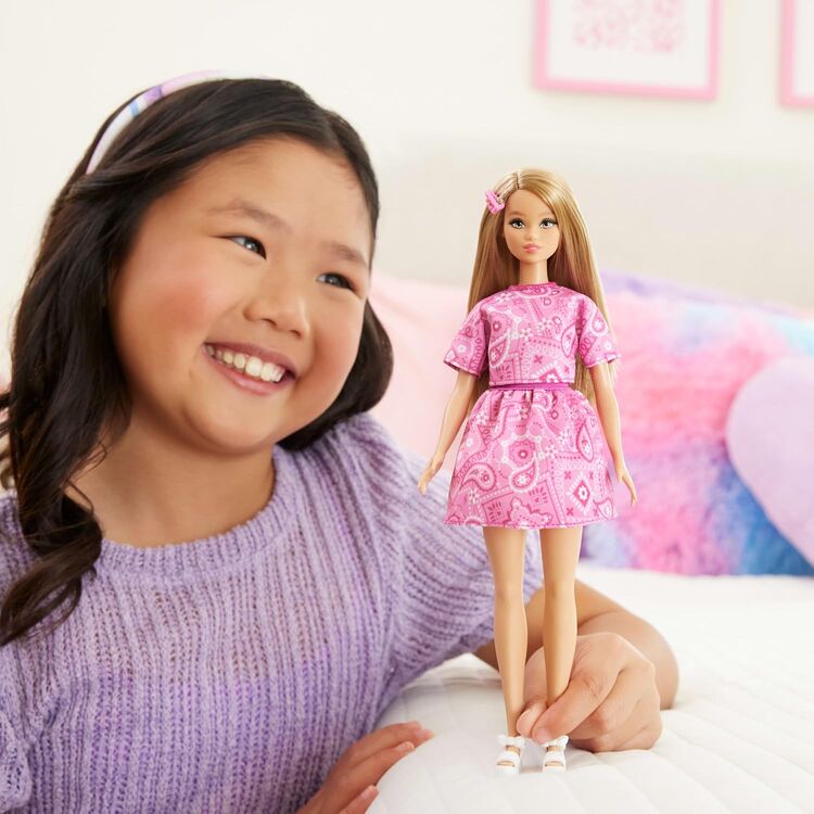 Product Κούκλα Mattel Barbie: Style - Barbie Fashionistas Doll with Blonde Hair, Wearing Pink Paisley Skirt &amp; Pink Paisley Shirt #249 (JJN62) image