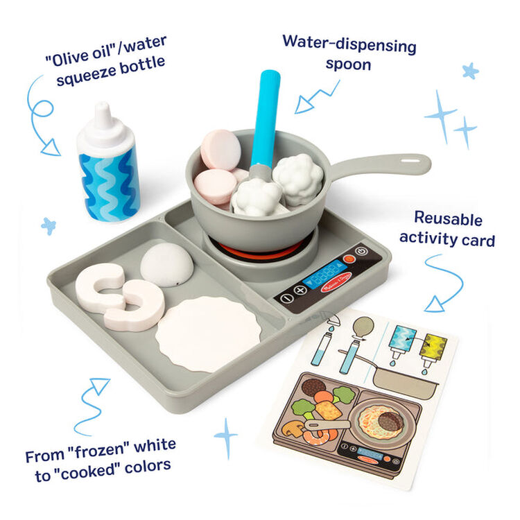 Product Melissa & Doug Pretend Play: Non-Wood Simmer & Stir Stove-Top Play Set (Color Reveal Water Wow!) (6074892) image