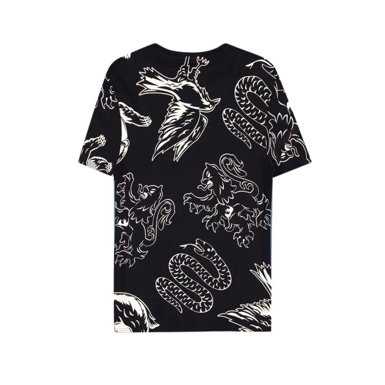 Product Harry Potter All Over Print Black and White Houses Men's Tee image