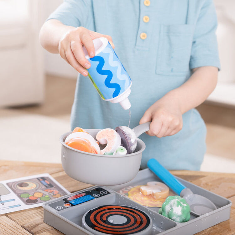 Product Melissa & Doug Pretend Play: Non-Wood Simmer & Stir Stove-Top Play Set (Color Reveal Water Wow!) (6074892) image