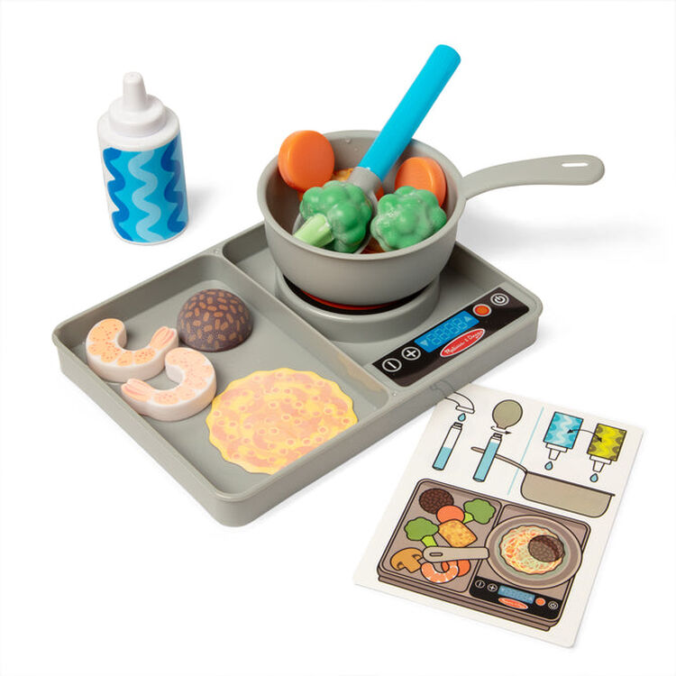 Product Melissa & Doug Pretend Play: Non-Wood Simmer & Stir Stove-Top Play Set (Color Reveal Water Wow!) (6074892) image