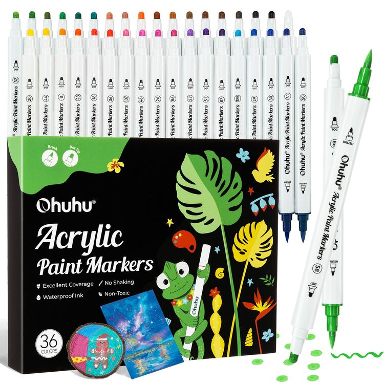 Product Μαρκαδόροι Ohuhu Markers Brush & Dot Acrylic Markers Set 36 Χρώματα image