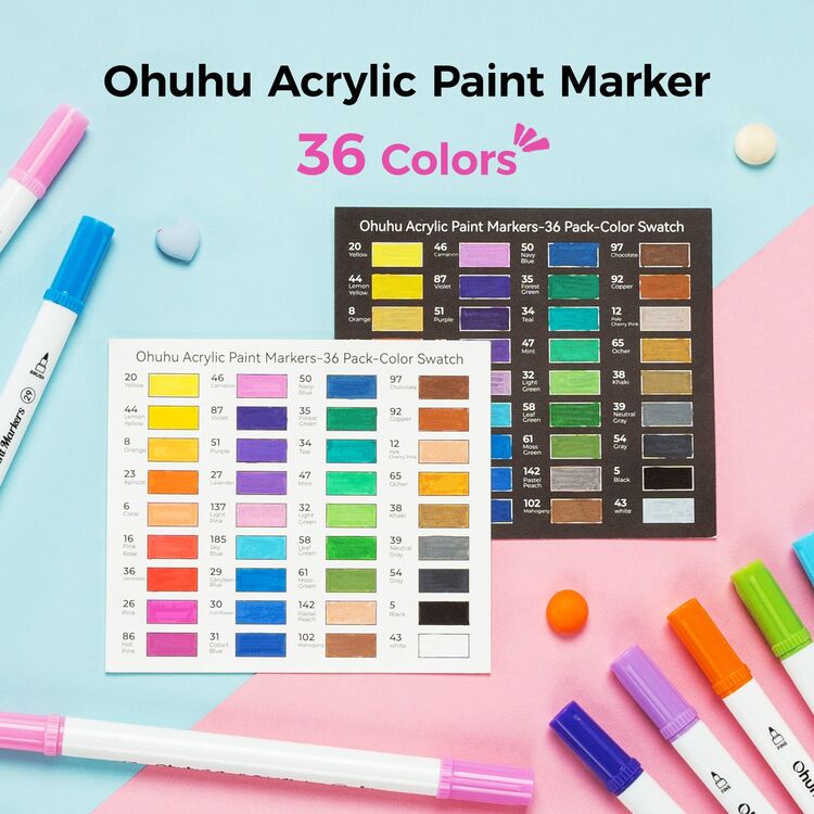 Product Μαρκαδόροι Ohuhu Markers Brush & Dot Acrylic Markers Set 36 Χρώματα image