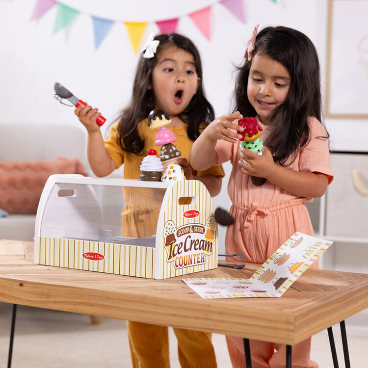 Product Melissa &amp; Doug Pretend Play: Wood - Scoop & Serve Ice-Cream Counter Play Set (6074905) image