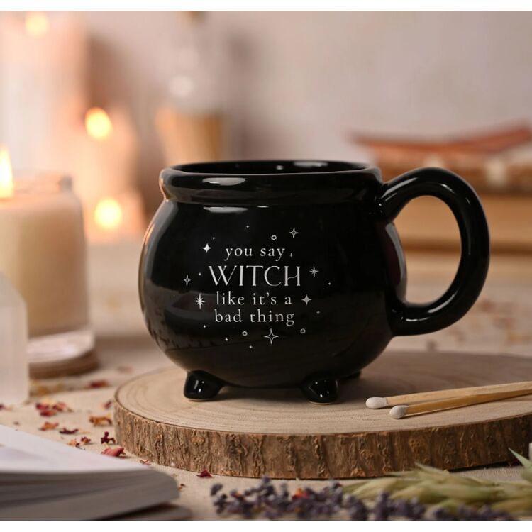 Product Halloween Black Cauldron Mug You Say Witch image