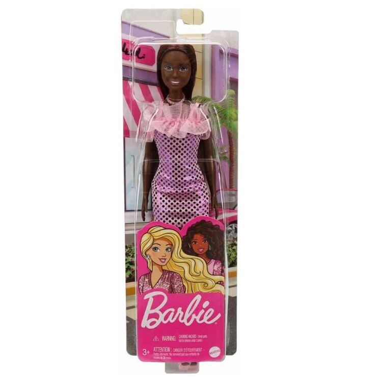 Product Κούκλα Mattel Barbie: Glitz Outfits - Dark Skin Doll with Pink Dress (HJR94) image