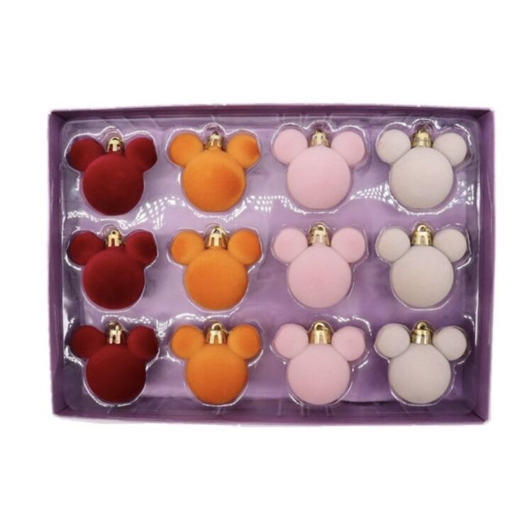 Product Disney Mickey Mini ear Baubles 12 pcs Velvet Red Orange image