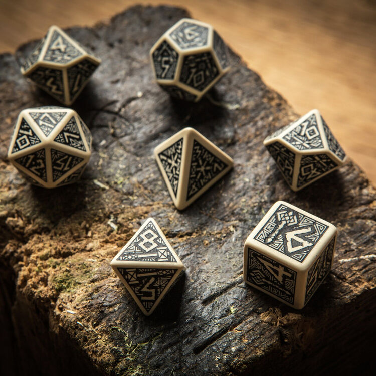 Product Dwarven Dice Set: Beige & Black image