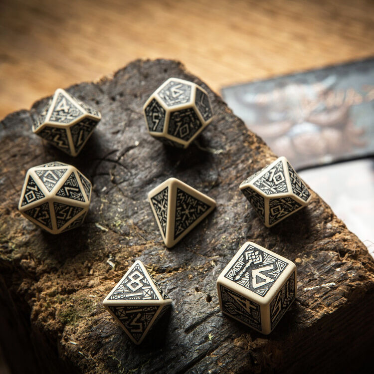 Product Dwarven Dice Set: Beige & Black image