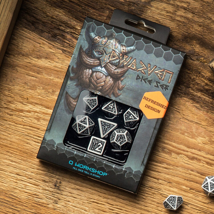 Product Dwarven Dice Set: White & Black image
