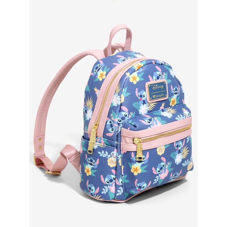 Product Loungefly Stitch and Scrub Floral Print Mini Backpack image