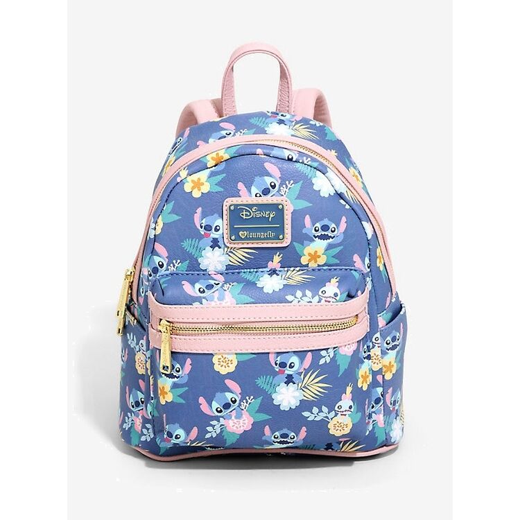 Product Loungefly Stitch and Scrub Floral Print Mini Backpack image