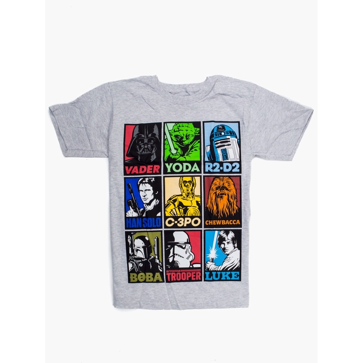 Product Star Wars Characters Squares Grey T-Shirt image