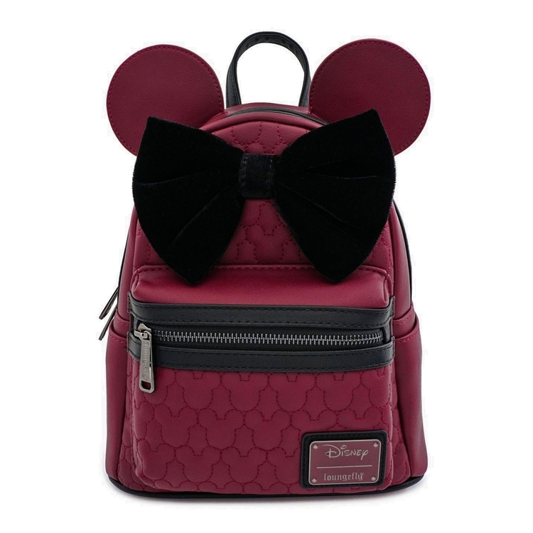 Product Loungefly Disney Minnie Mouse Red Plaid Nylon Pocket Mini Backpack image