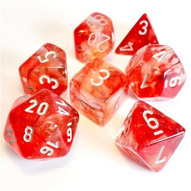 Product Translucent Orange/White Polyhedral 7-Dice Set image
