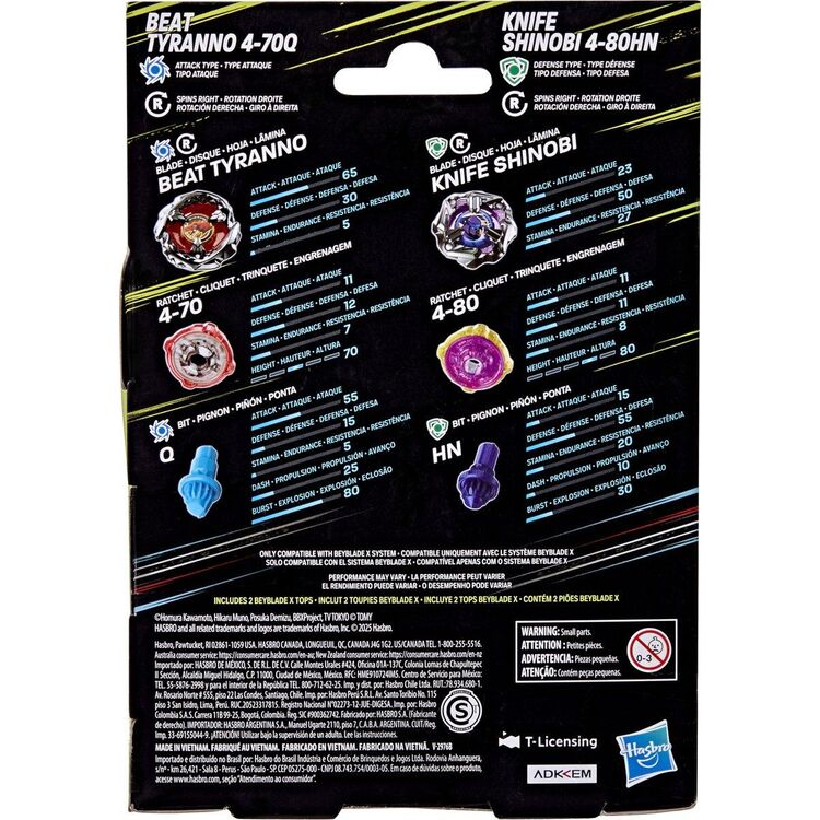 Product Hasbro Bey Blade X:  Dual Pack -  Beat Tyranno Knife Shinobi (G1542) image