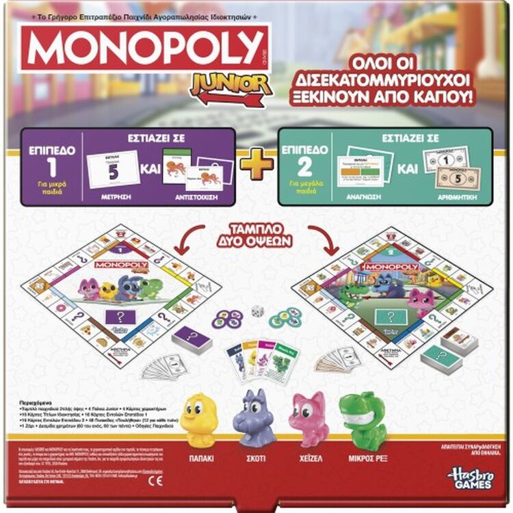 Product Επιτραπέζιο Παιχνίδι Hasbro Monopoly: Junior Square 2 in 1 (Greek Language) (G1856) image