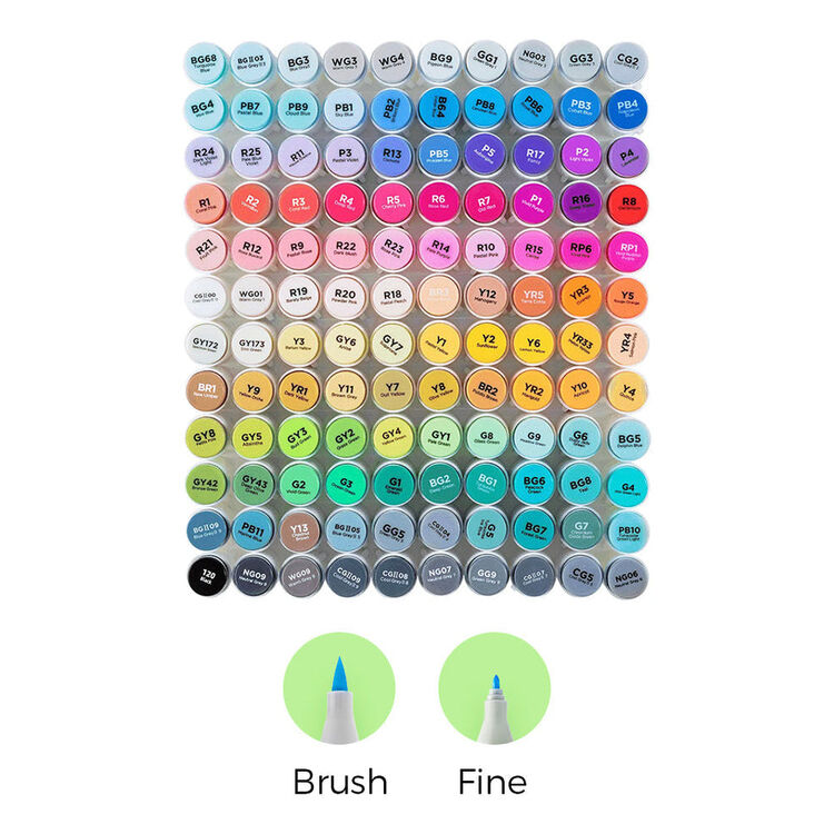 Product Ohuhu Markers Brush and Fine Set of 120+1 image