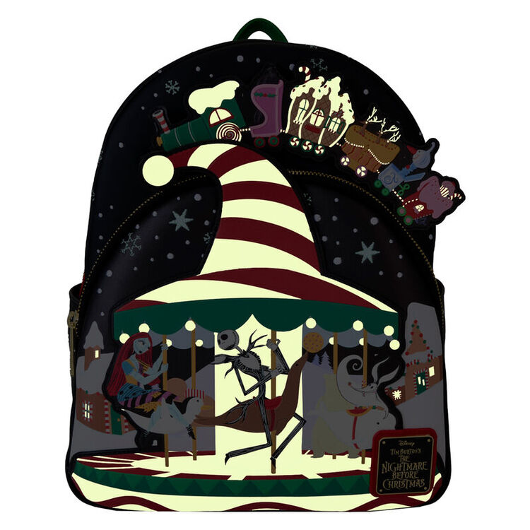 Product Loungefly Disney The Nightmare Before Christmas Town Carousel Glow Mini Backpack image