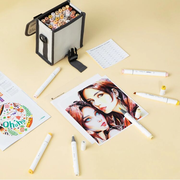 Product Ohuhu 36 Skin Tone Alcohol Art Markers Brush & Chisel image