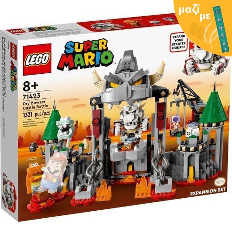 Product LEGO® Super Mario™: Dry Bowser Castle Battle Expansion Set  (71423) Along with an Easter Candle image