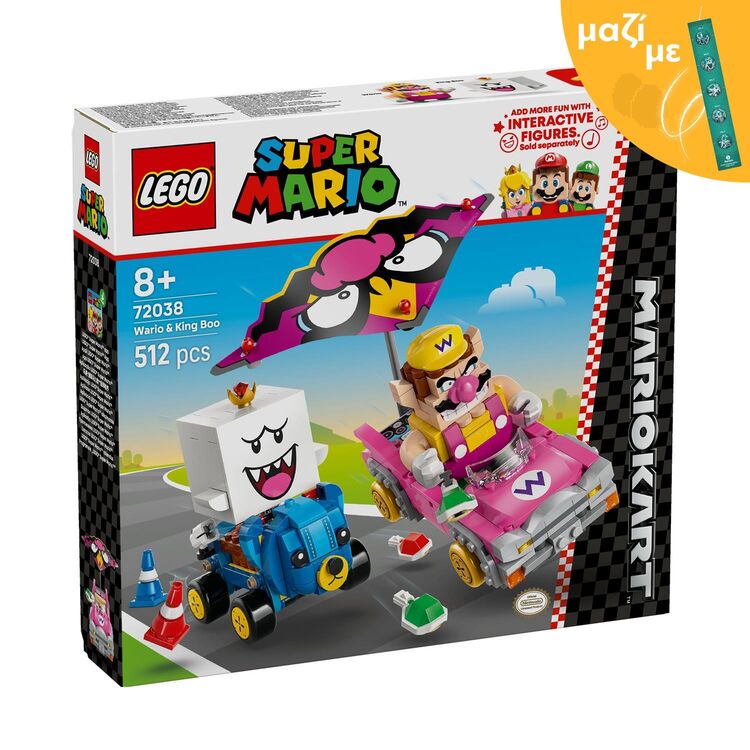 Product LEGO® Super Mario™: Mario Kart™ – Wario & King Boo (72038) Along with an Easter Candle image