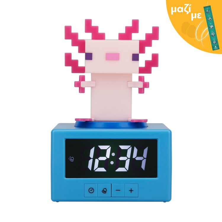 Product Paladone Icons: Minecraft - Axolotl Alarm Clock (PP15043MCF) Along with an Easter Candle image