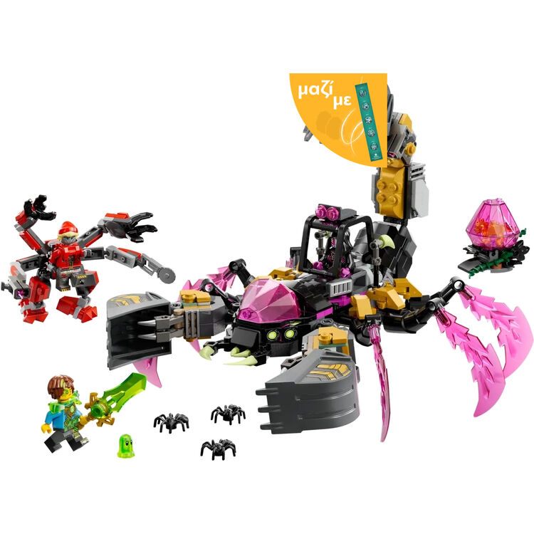 Product LEGO® DREAMZzz™: Nightmare Scorpion Digger (71513) Along with an Easter Candle image