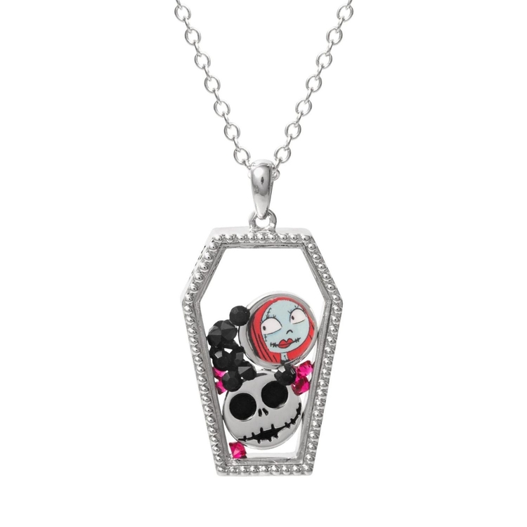 Product Disney Nightmare Before Christmas Coffin Brass Plated Necklace & Floating Stones image