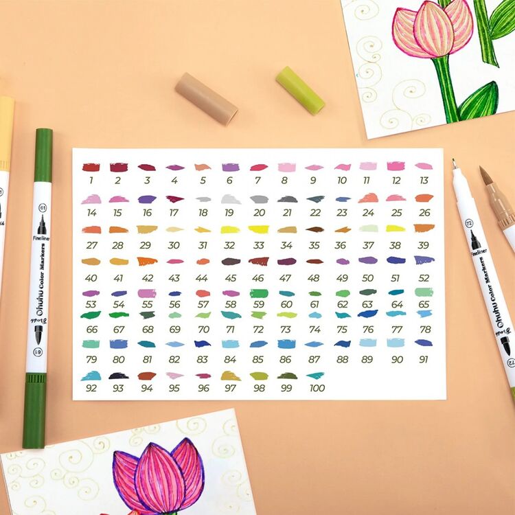 Product Μαρκαδόροι Ohuhu Maui Series 100 Water-based Dual Brush Pens image