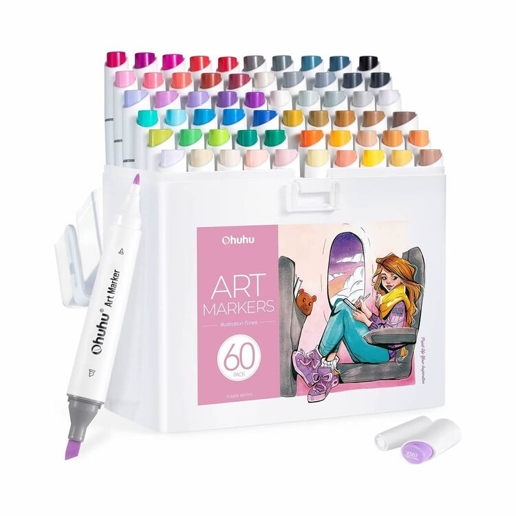 Product Ohuhu Markers Fine and Chisel Kaala 60 Pieces image