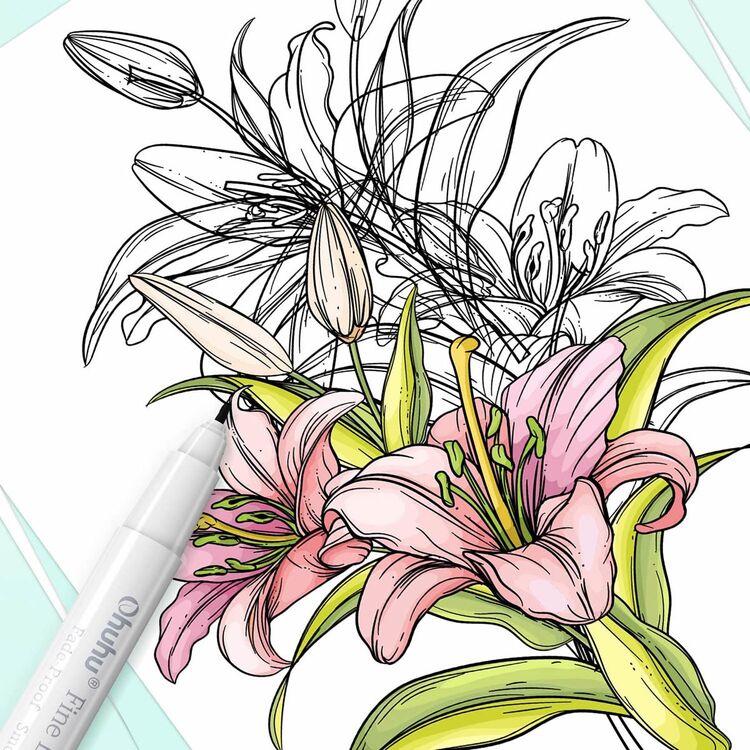 Product Ohuhu Fineliner Σετ 8 Μαύρα Πενάκια Σχεδίου image