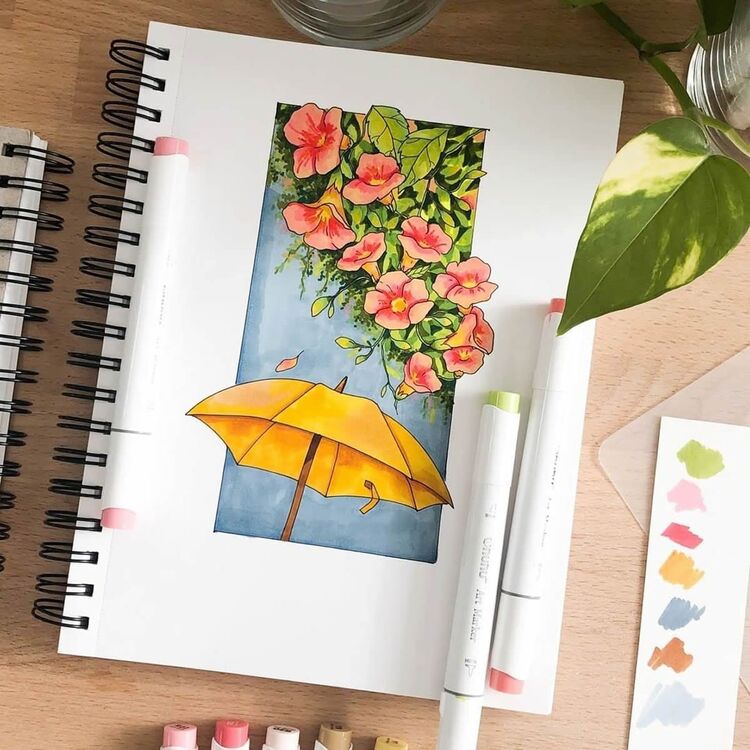 Product OHUHU Honolulu Alcohol Markers Σετ Μαρκαδόρων 48 Mid Tone Χρωμάτων Brush & Chisel image