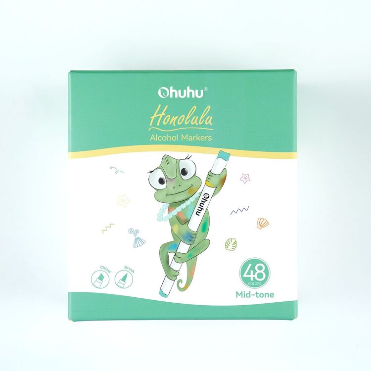 Product OHUHU Honolulu Alcohol Markers Σετ Μαρκαδόρων 48 Mid Tone Χρωμάτων Brush & Chisel image