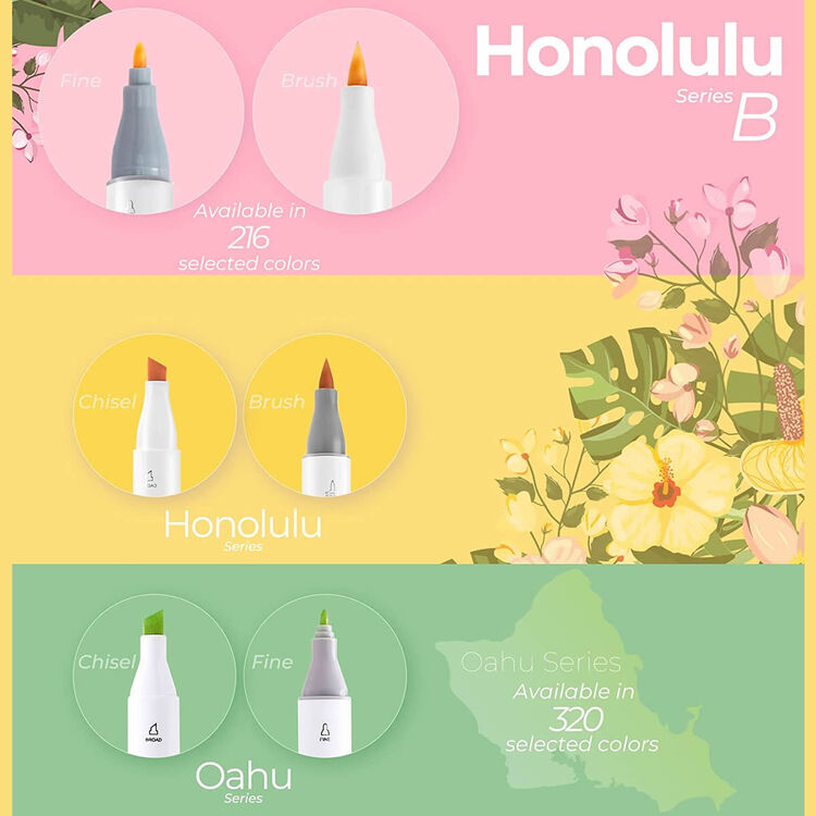Product Ohuhu Honolulu B Alcohol Art Markers Set 120 Colours Brush & Fine image