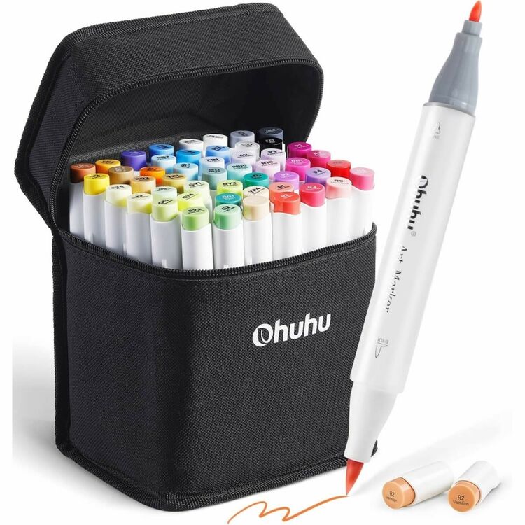 Product Ohuhu Markers Brush and Fine Set 48  Mid Tone Set image