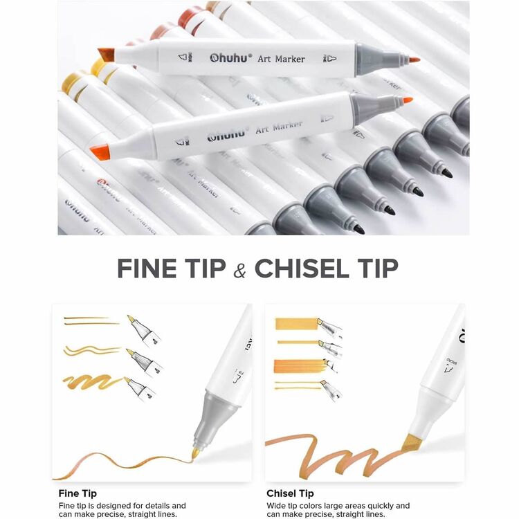 Product Ohuhu Markers Fine and Chisel Oahu 60 Pieces image