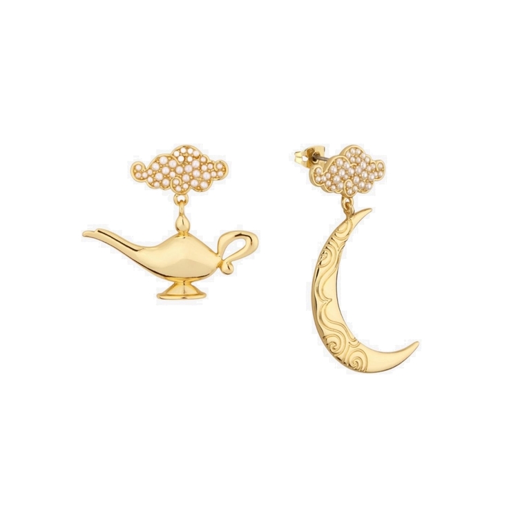 Product Disney Couture Disney Aladdin Gold-Plated Moon &  Genie Lamp in the Night Earrings image