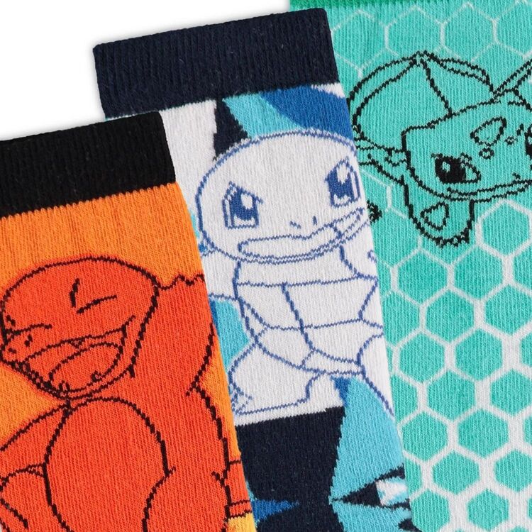 Product Κάλτσες Σετ των 3 Pokemon Crew (Squirtle, Charmader, Bulbasaur) image