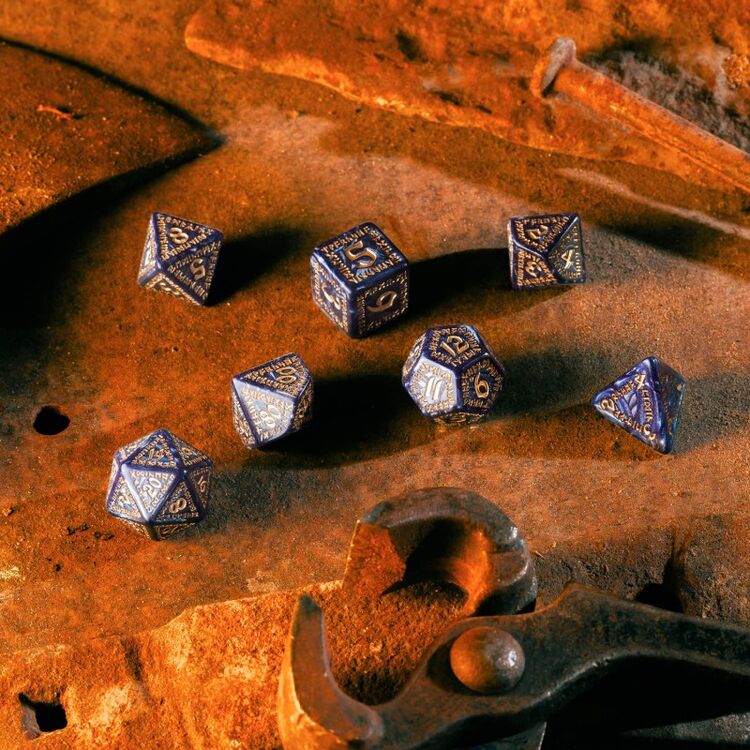 Product Runic Dice Set: Mixed Blue & Gold image