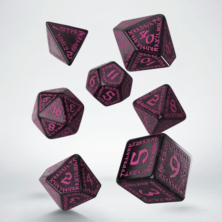 Product Runic Dice Set: Shimmering Black with Magenta image